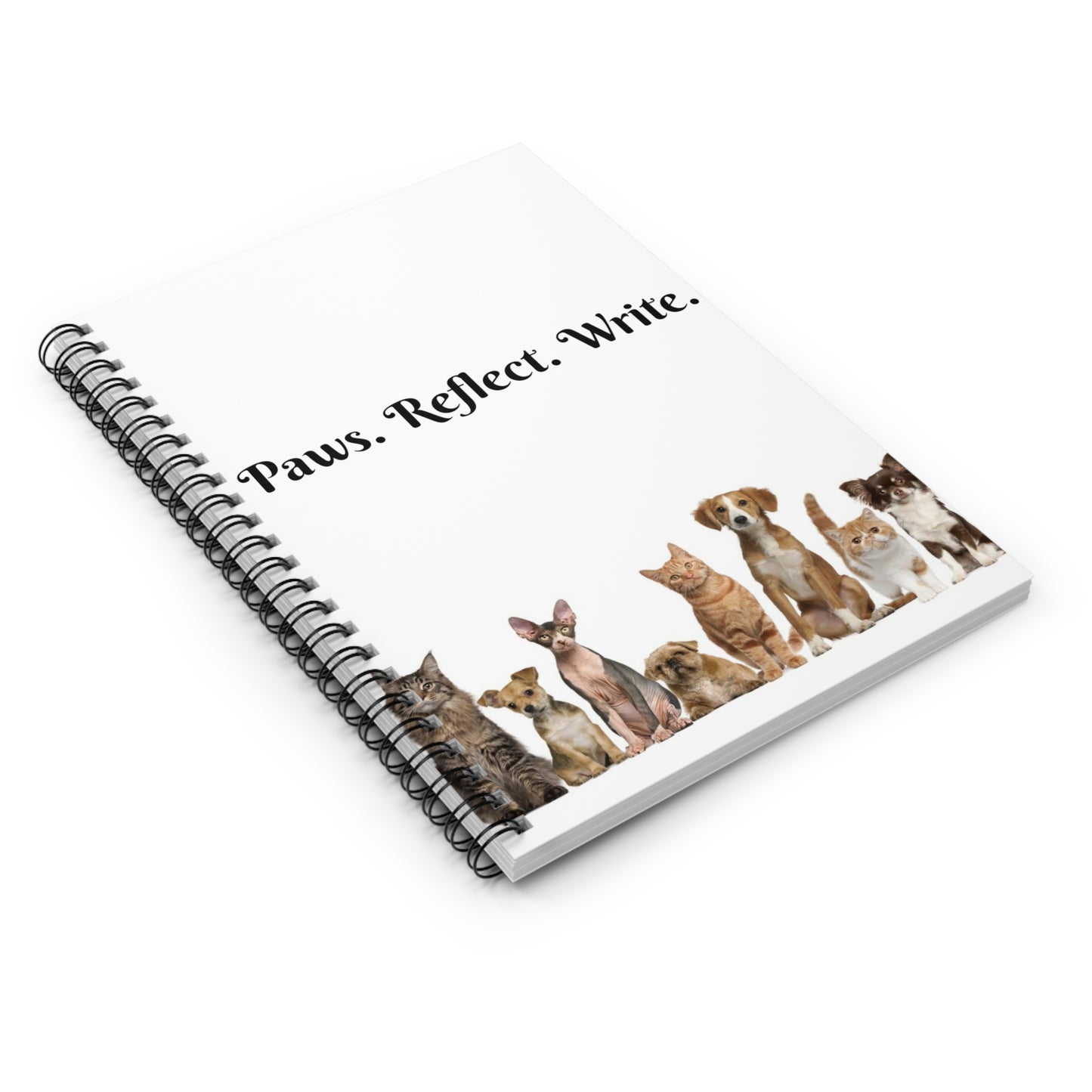 Paws. Reflect. Write.  Beloved Pets Spiral Notebook - Ruled Line