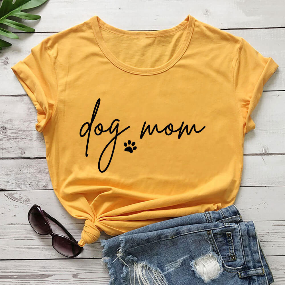 Mother's Day Round Neck "Dog Mom" Short Sleeve T-Shirt